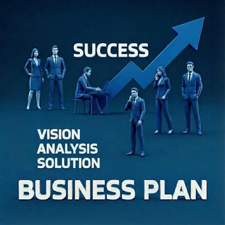 Illustration showing a business plan guiding the path towards success