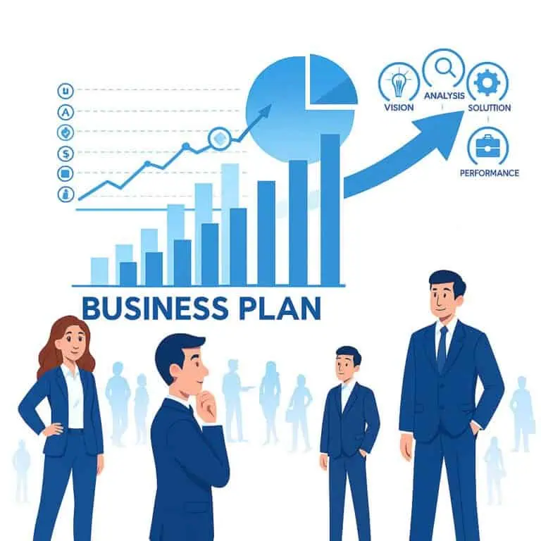 Team brainstorming and planning a business together around a table