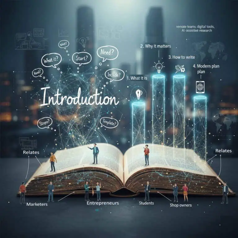 Illustration introducing the step-by-step business plan guide