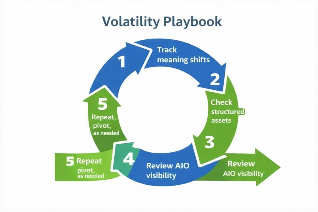 Volatility playbook diagram showing five-step loop.